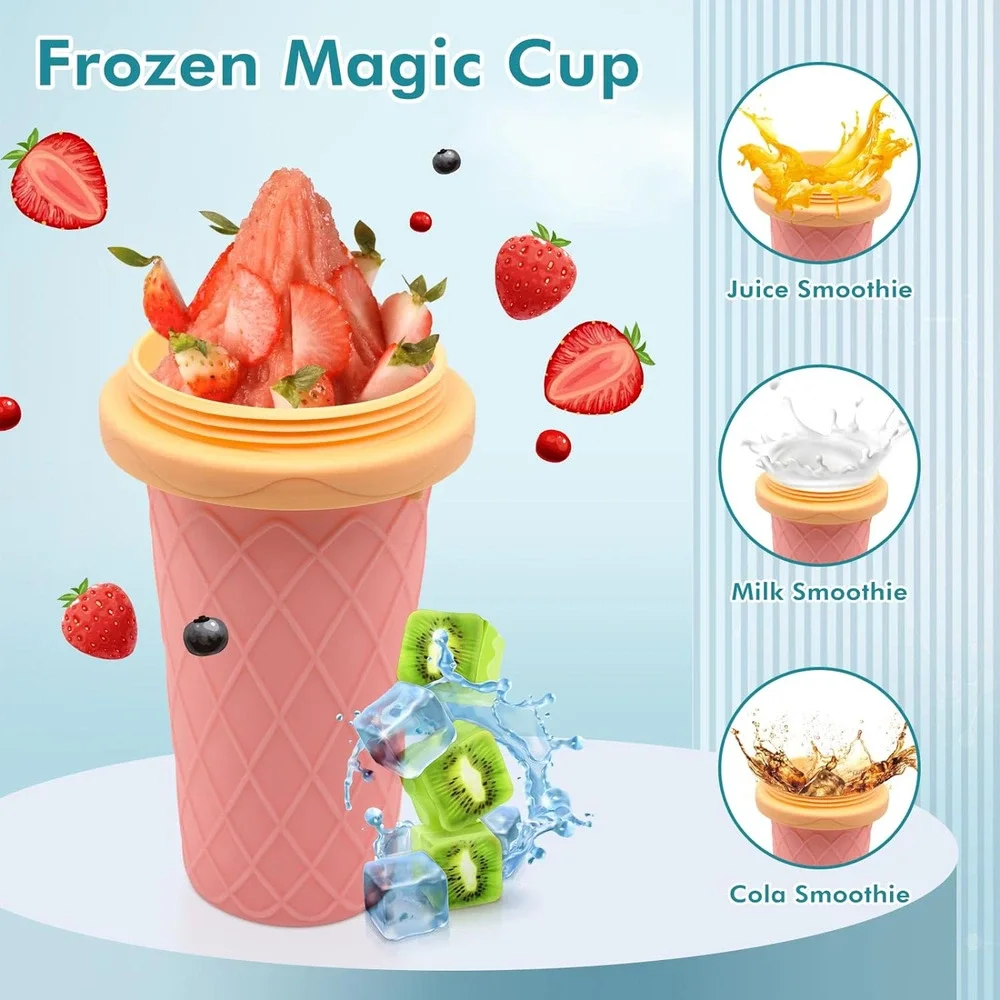 Slushie Cup, Smoothie Cups with Lids & Straws, Slushy Cup for Juices, Milk and I